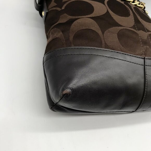 Coach Brown Canvas Signature Chain Convertible Shoulder Bag F18862 - Picture 7 of 11